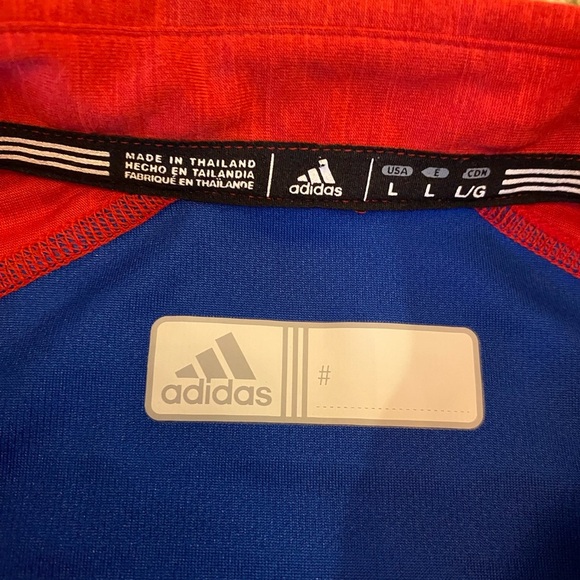 Kansas Jayhawks Adidas Polo Shirt Size Large Color Crimson And Blue - Picture 4 of 6